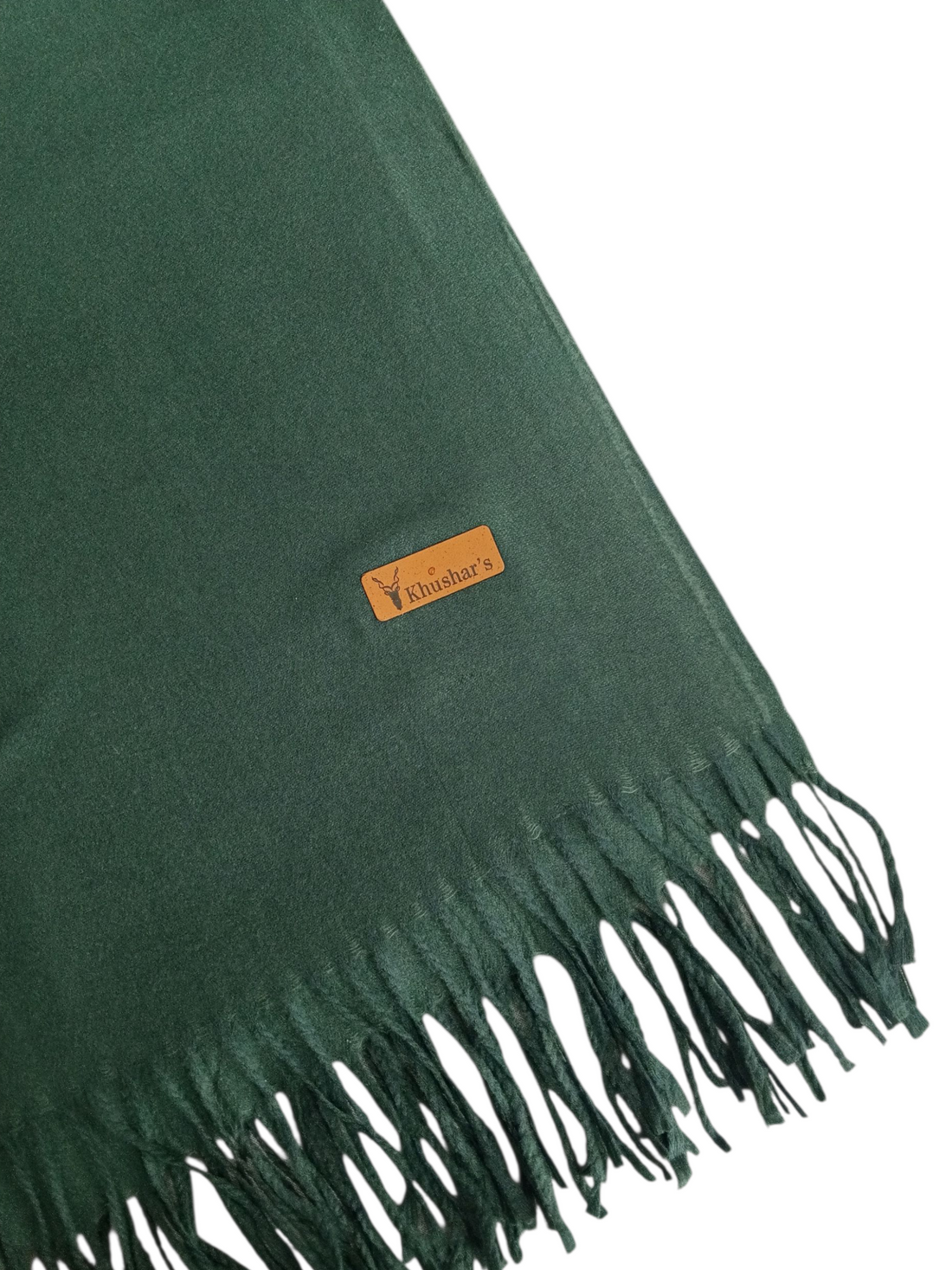 Cashmere Green Shawl with a brand logo on a white background