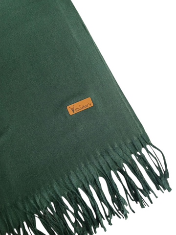 Cashmere Green Shawl with a brand logo on a white background