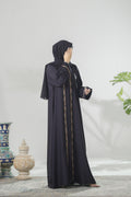 Deep purple embroidered nida abaya