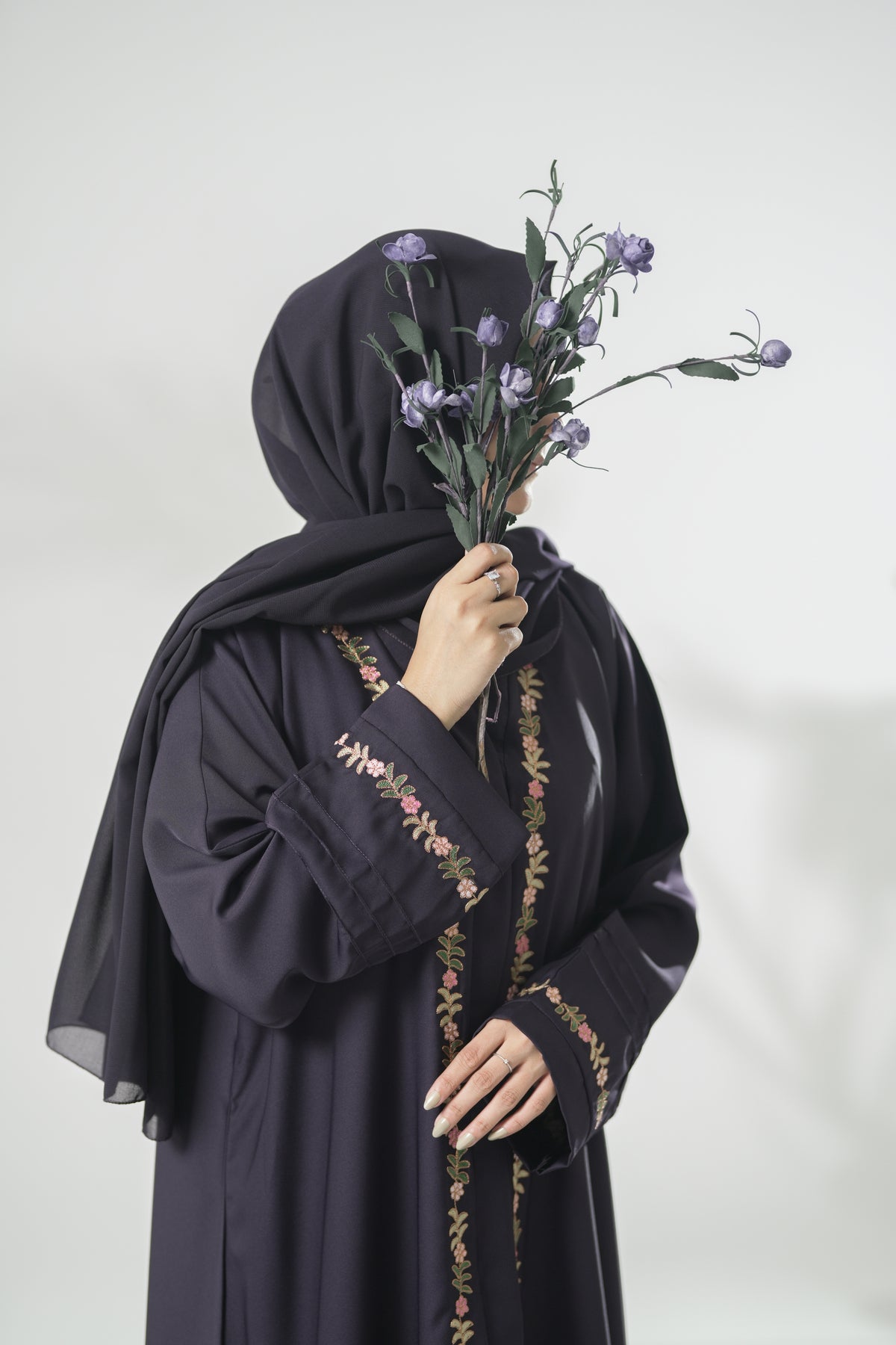 Deep Purple Embroidered Abaya - primium purle nida abaya