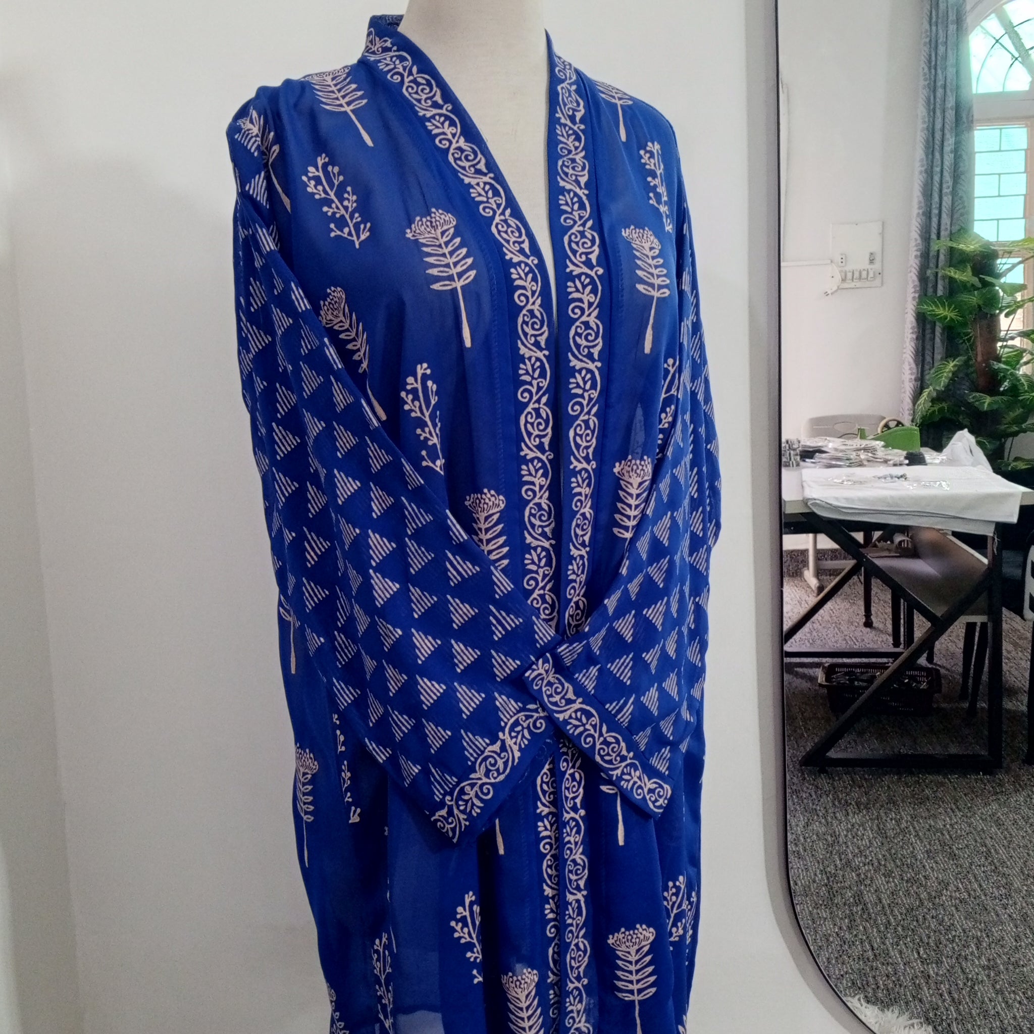 Block Print Shrug-Blue