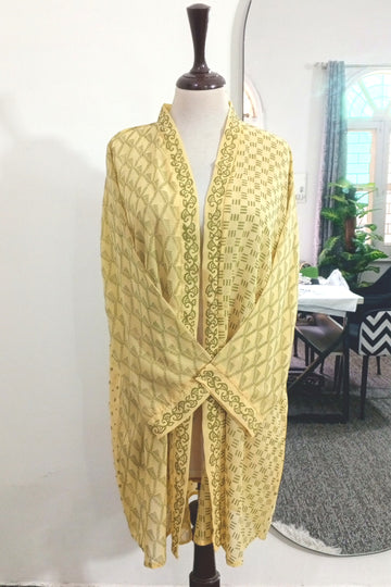 Block Print Shrug-Lime