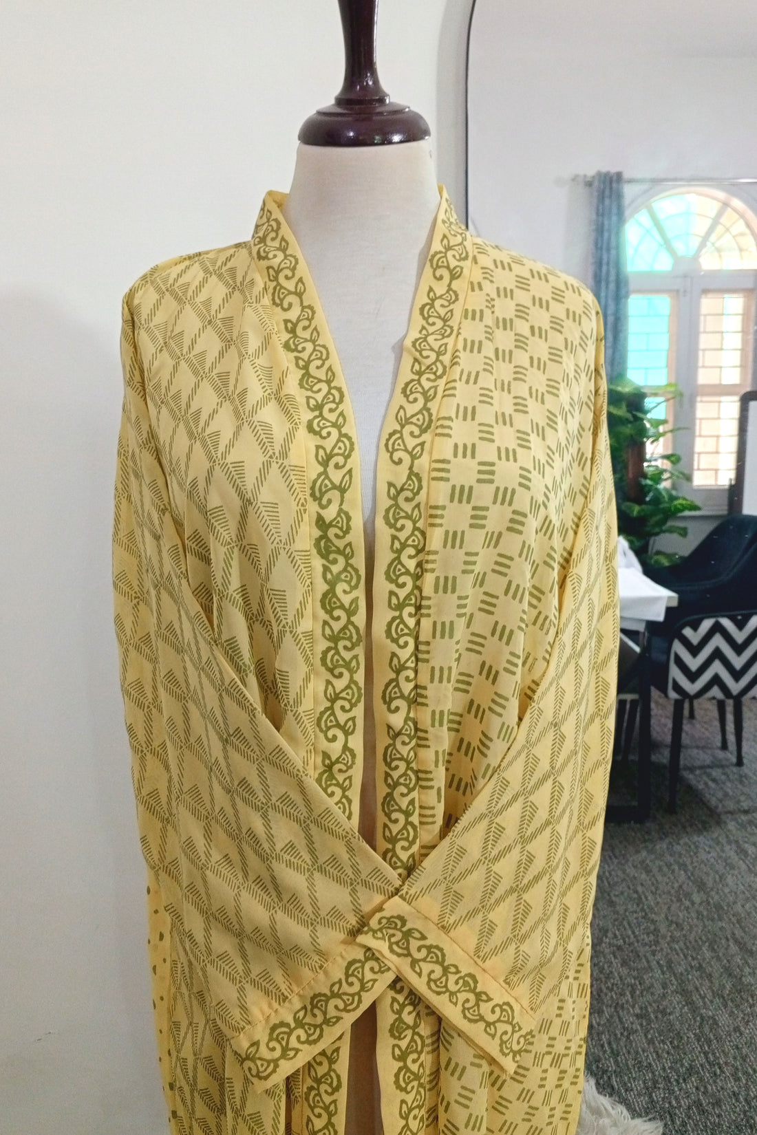Block Print Shrug-Lime