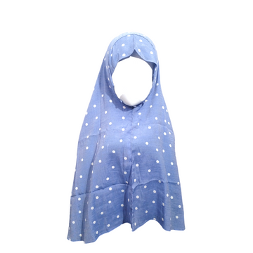 Kids Hijab Linen- Blue Dots