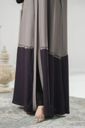 Purple and Grey Zoom Nida Premium Abaya with Embroidery