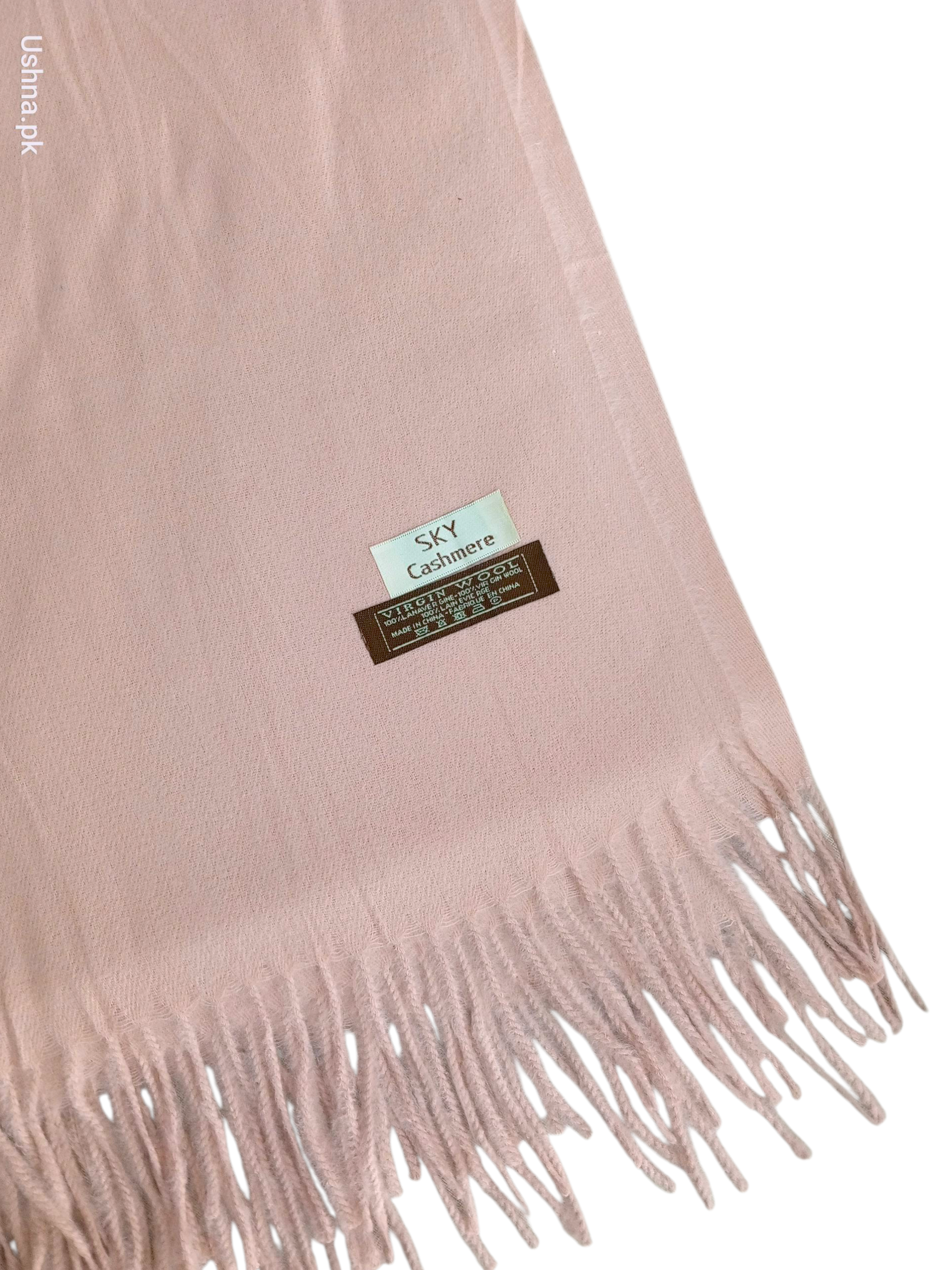 Pink Shawl with a brand label on a white background.