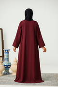 Maroon Nida Abaya for Women with Pleats – Premium Nidha Fabric, Lightweight and Elegant Design