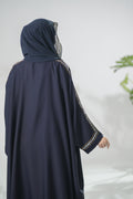 Navy Blue Kaftan - Premium Nida Kaftan Abaya with Embroidery