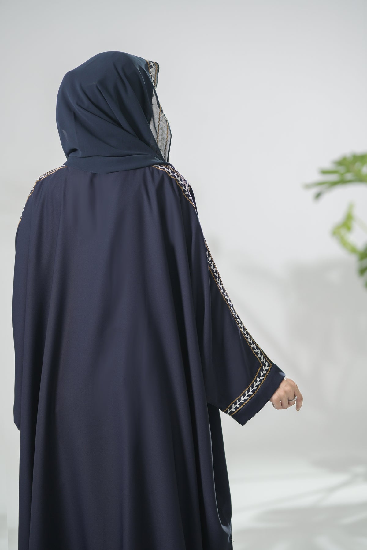 Navy Blue Kaftan - Premium Nida Kaftan Abaya with Embroidery