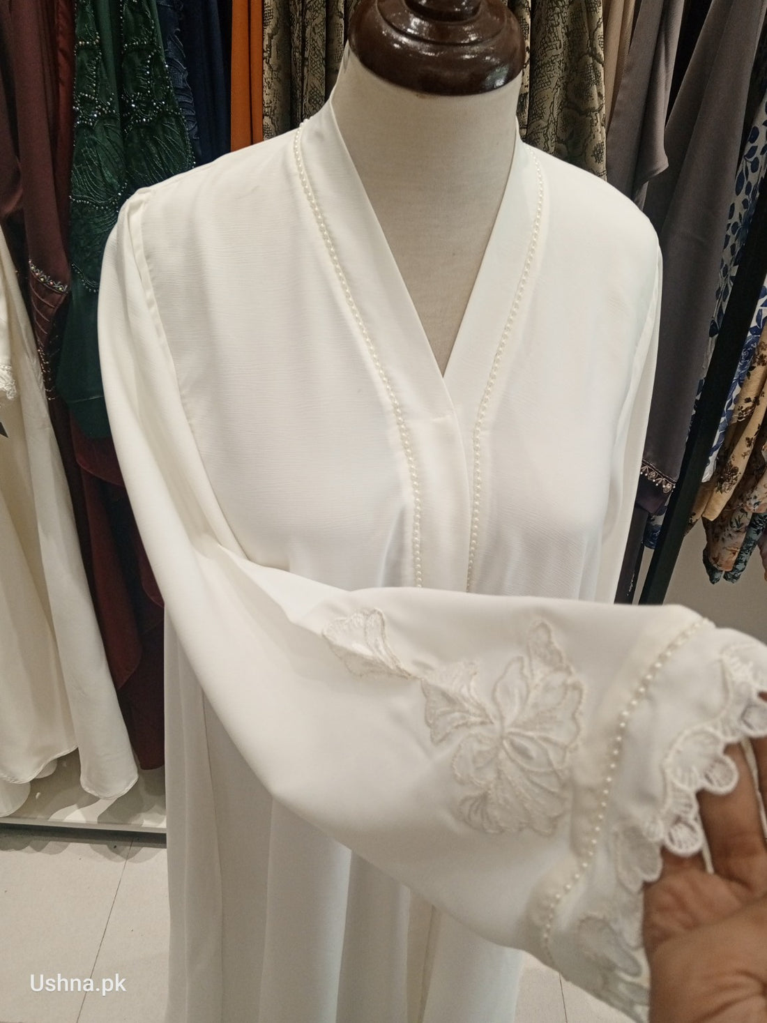 White Pearl Abaya Set