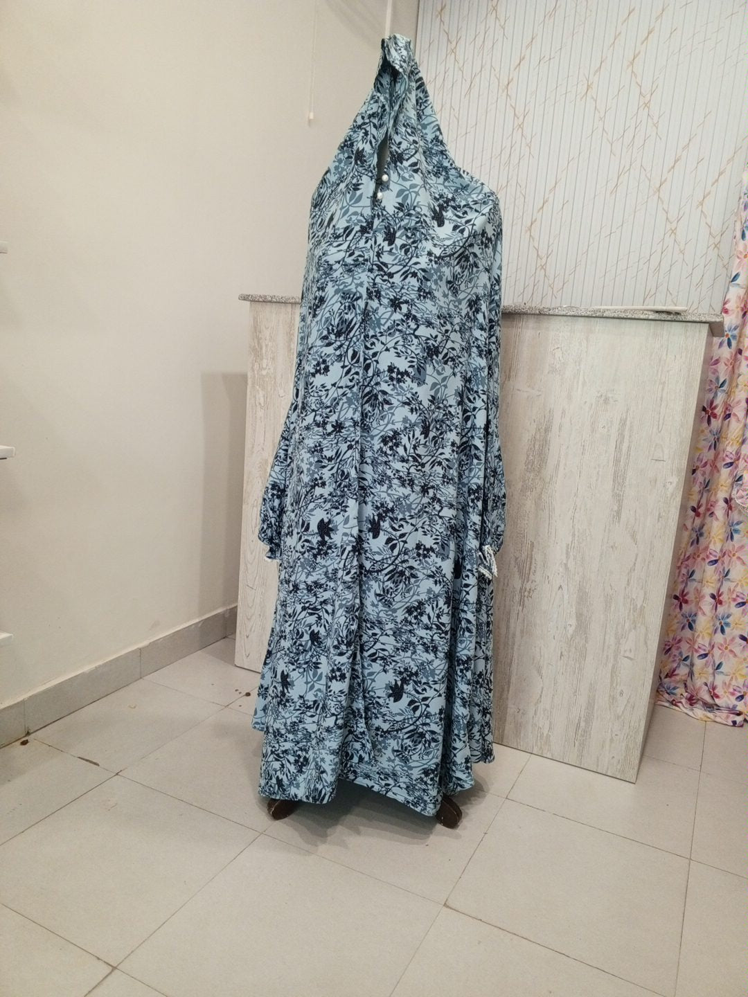 Roselle Floral Namaz Chaddar | Grey