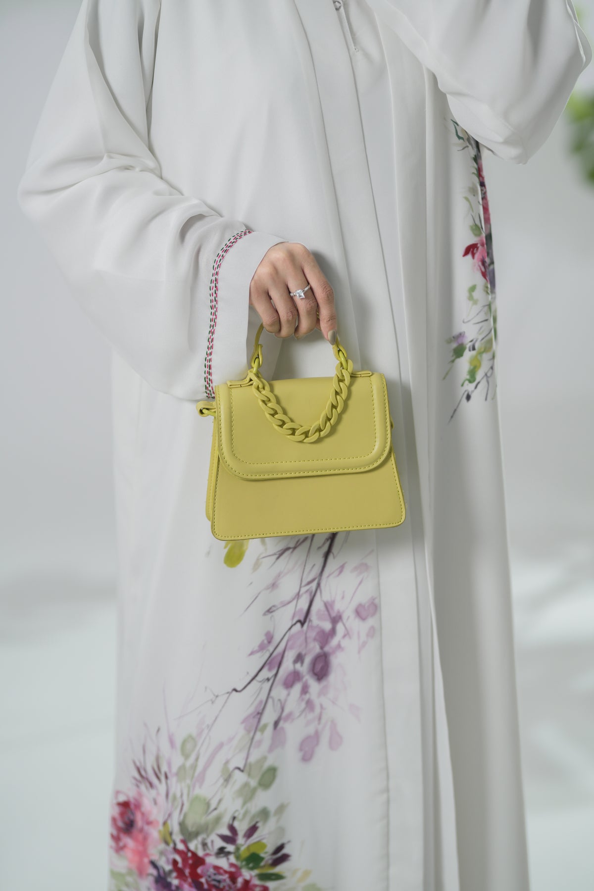 White Hand-Painted Shrug – Artistic Abstract Design, For Smart Women